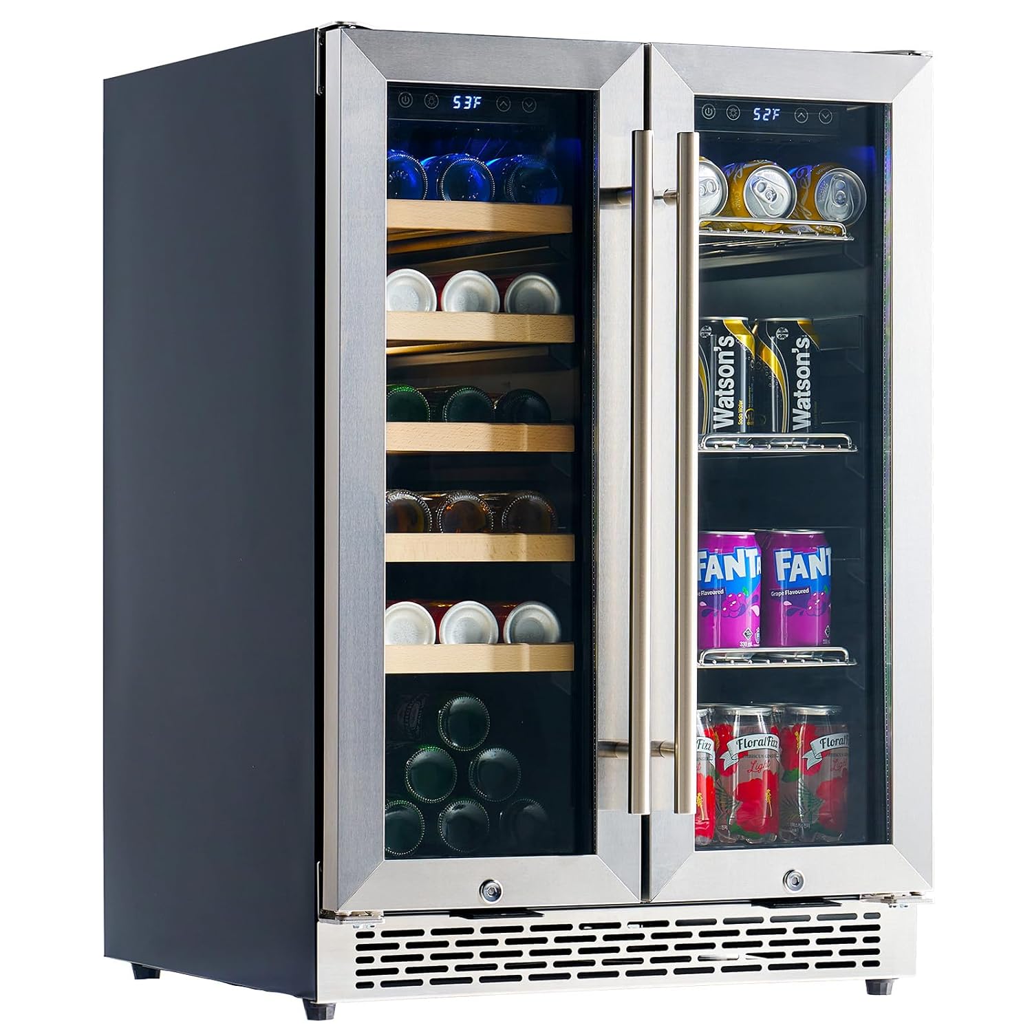 Wine Beer Fridge Dual Zone - Beverage Refrigerator - 24-Inch Dual Zone