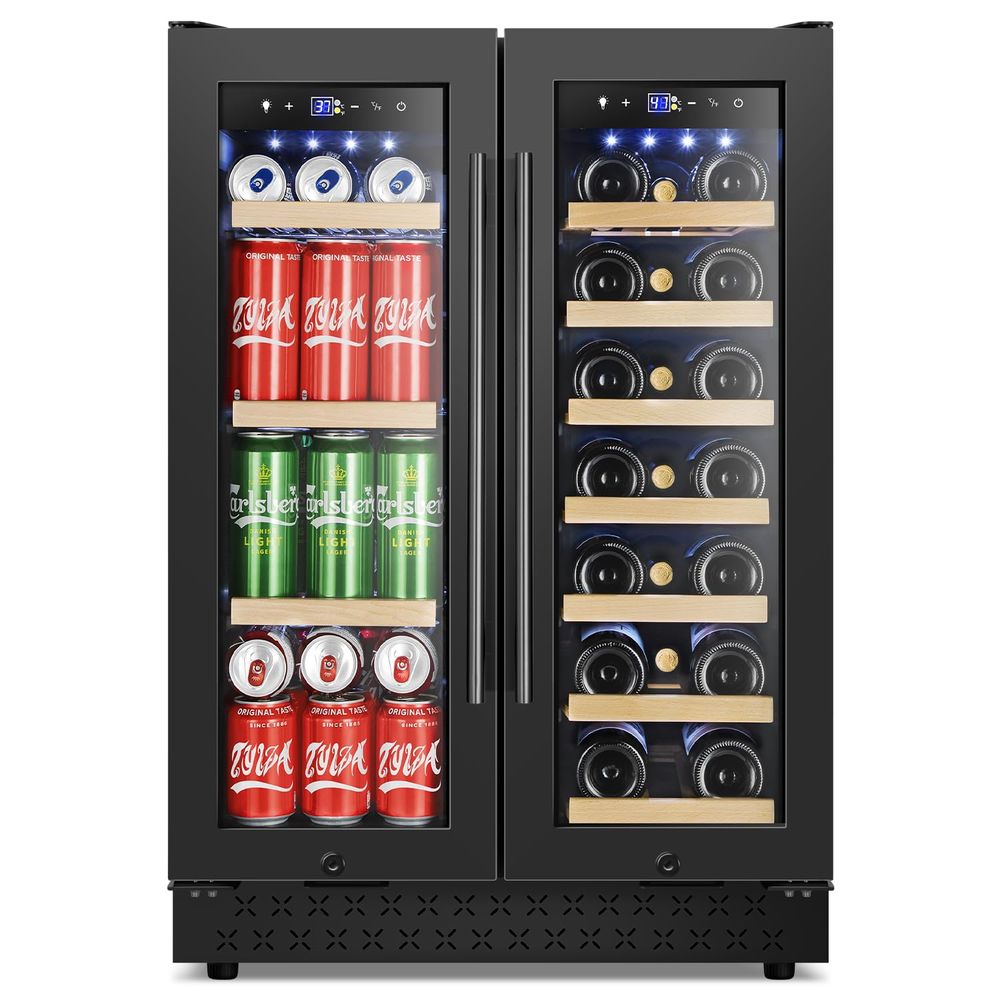 Wine Beer Fridge Dual Zone - 24 Inch Wine and Beverage Refrigerator,