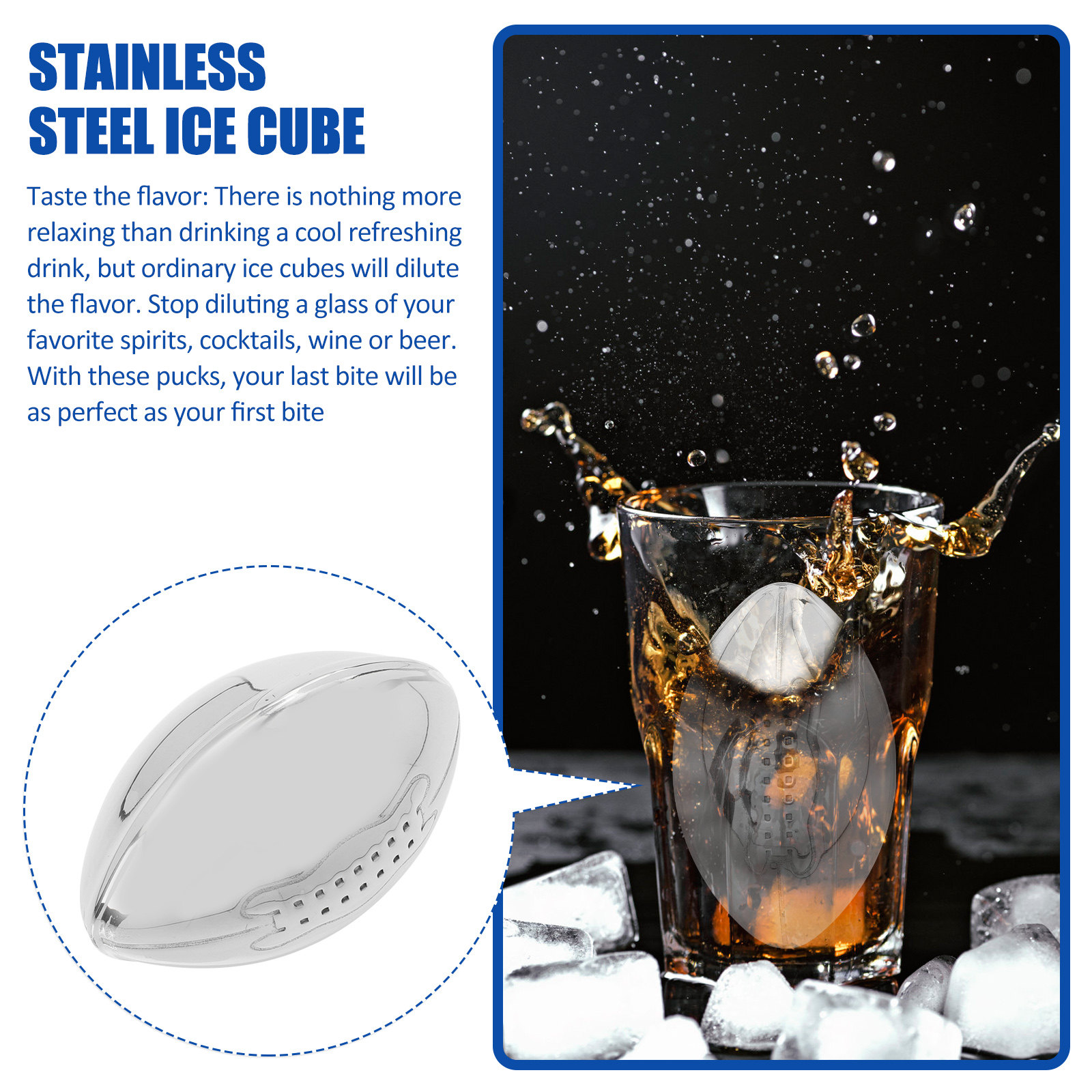 Stainless Steel Ice Cube Set R - Wine Beer The Whiskey recension och pris