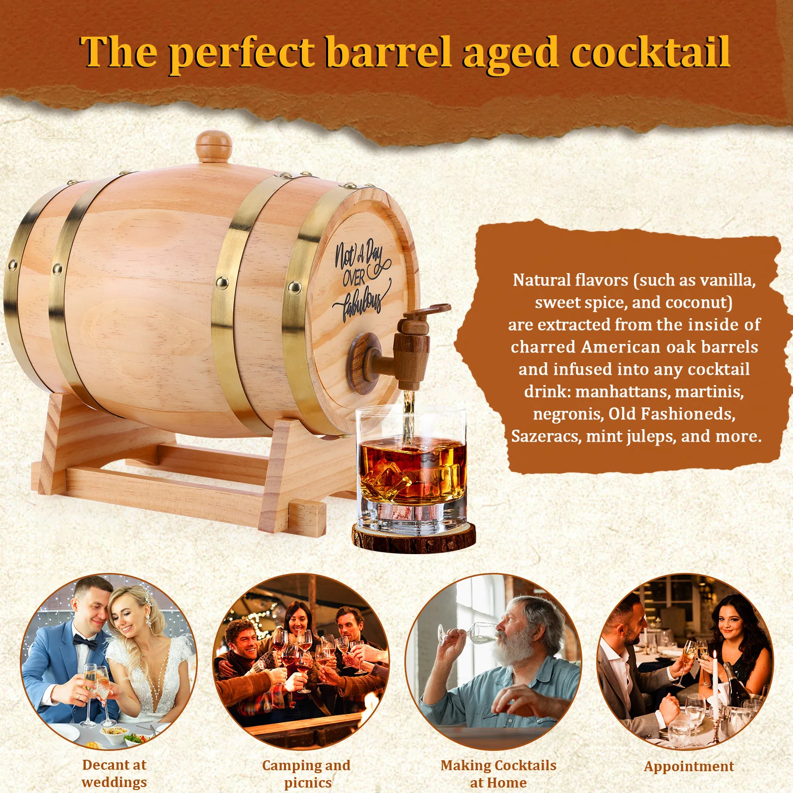 3L Wooden Whiskey Barrel with  - Wine Beer The Whiskey recension och pris