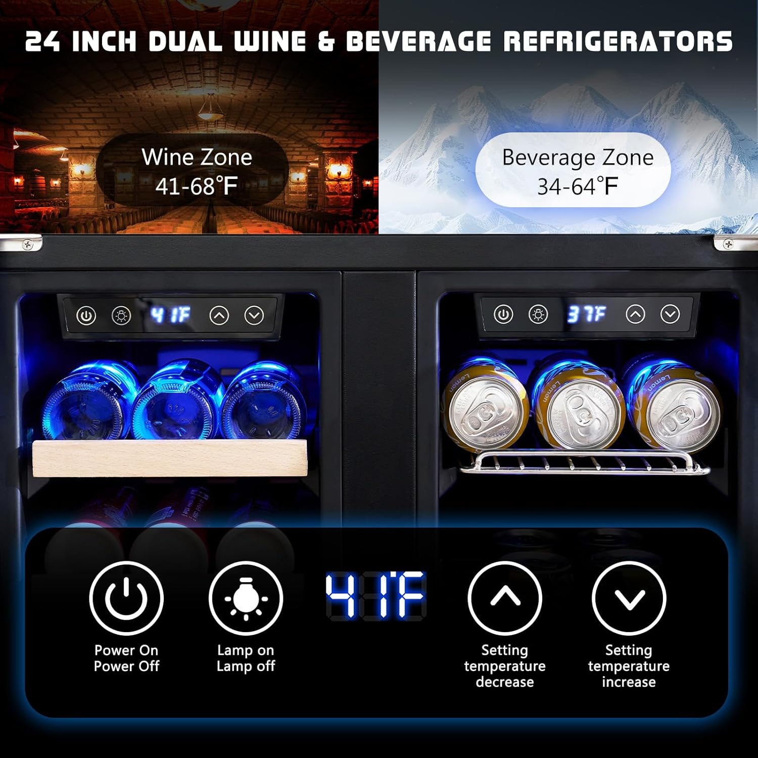 Beverage Refrigerator - 24-Inc - Wine Beer Fridge Dual Zone recension och pris