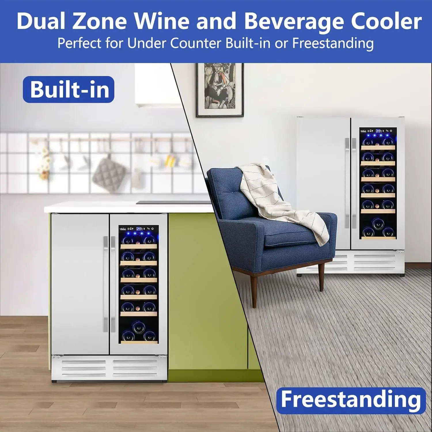 Wine and Beverage Refrigerator - Wine Beer Fridge Dual Zone recension och pris