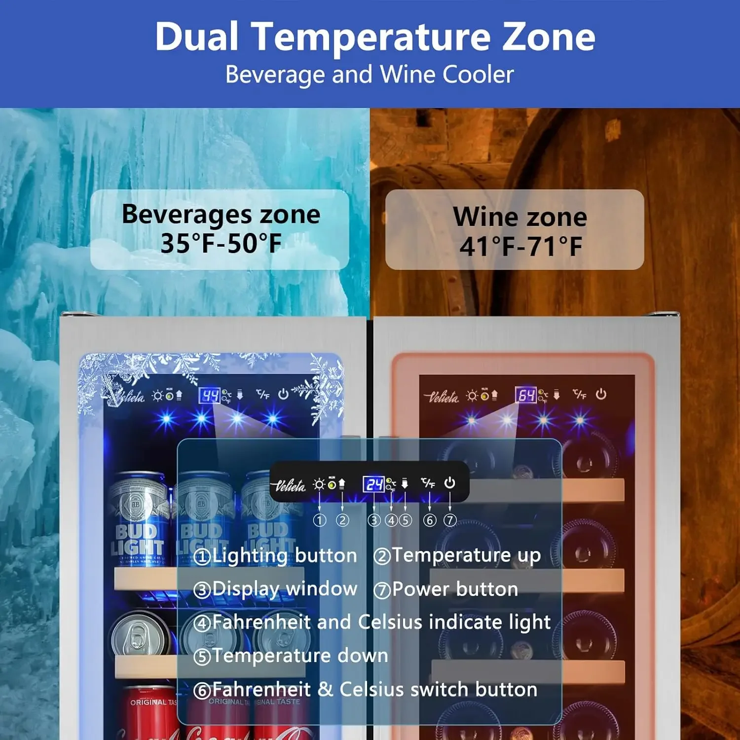 Wine and Beverage Refrigerator - Wine Beer Fridge Dual Zone recension och pris