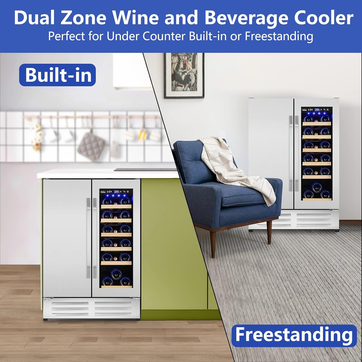 Wine and Beverage Refrigerator - Wine Beer Fridge Dual Zone recension och pris