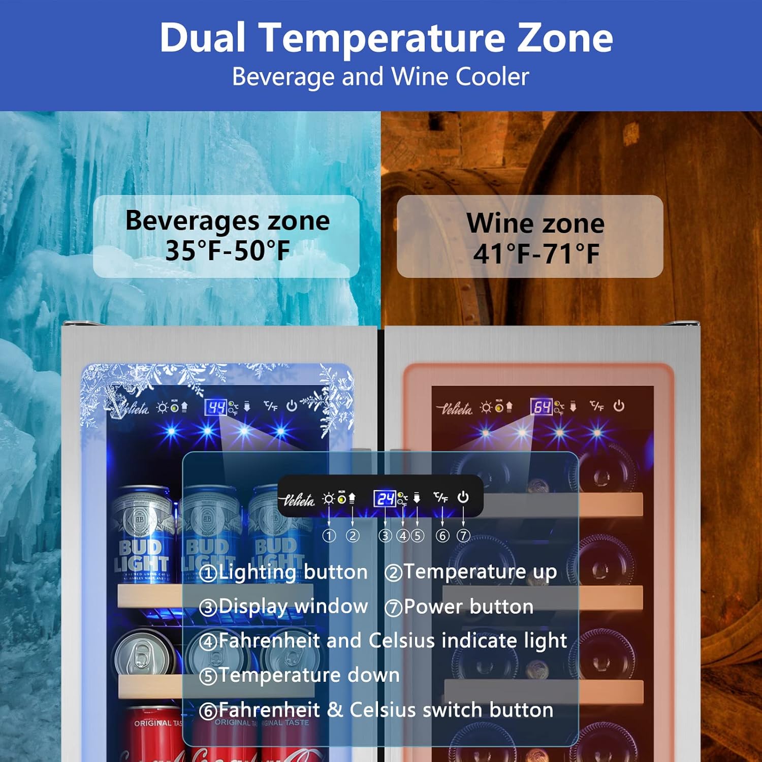 Wine and Beverage Refrigerator - Wine Beer Fridge Dual Zone recension och pris