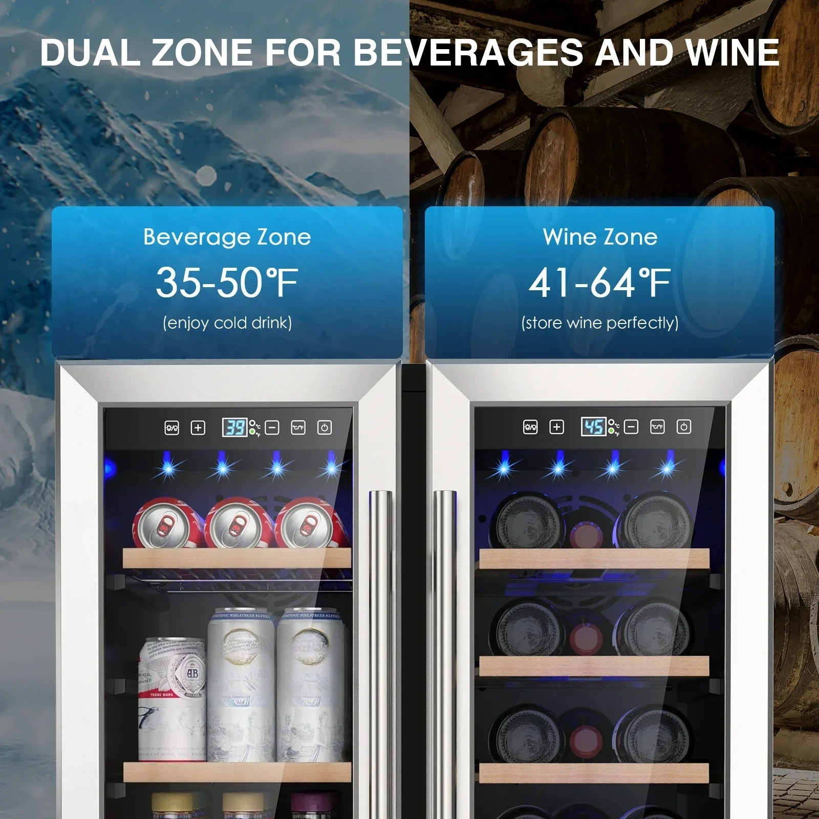 Wine and Beverage Refrigerator - Wine Beer Fridge Dual Zone recension och pris