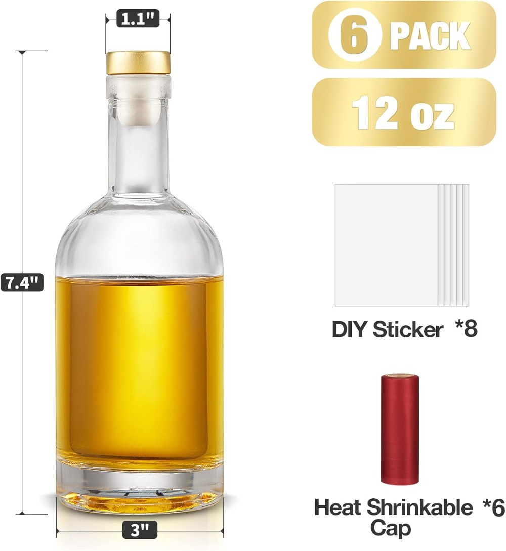 Set of 6 Glass Bottles, 12 oz  - Wine To Beer To Liquor recension och pris