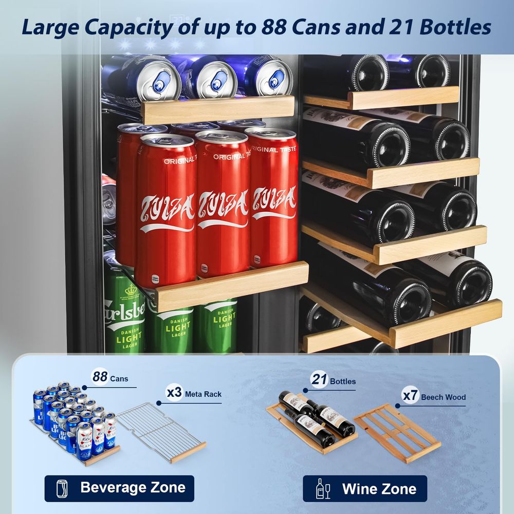 24 Inch Wine and Beverage Refr - Wine Beer Fridge Dual Zone recension och pris